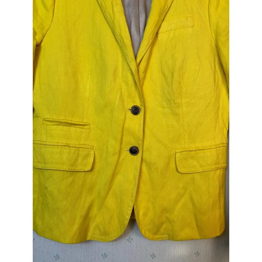 J Crew Schoolboy Blazer Size 8 Yellow Tailored Rayon Business Casual Preppy